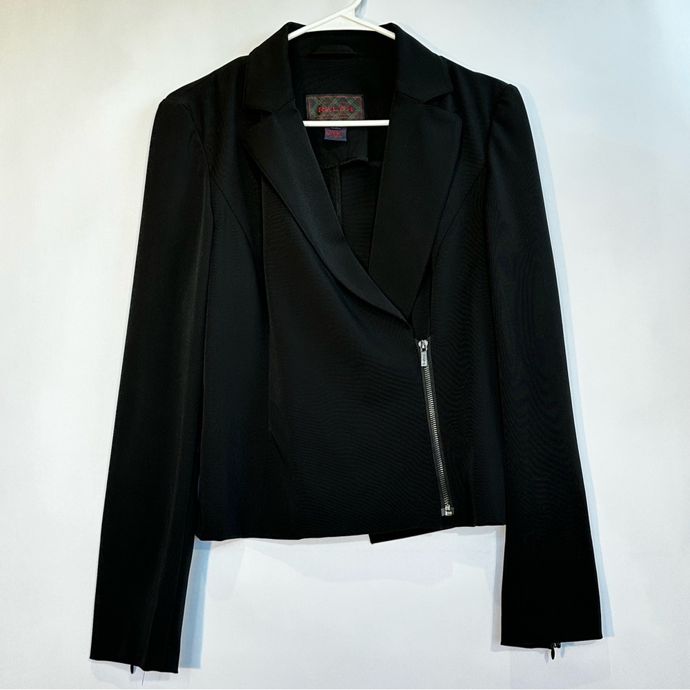 Ralph Lauren Ralph Black Moto Zip Up Jacket Size 8 Excellent Condition